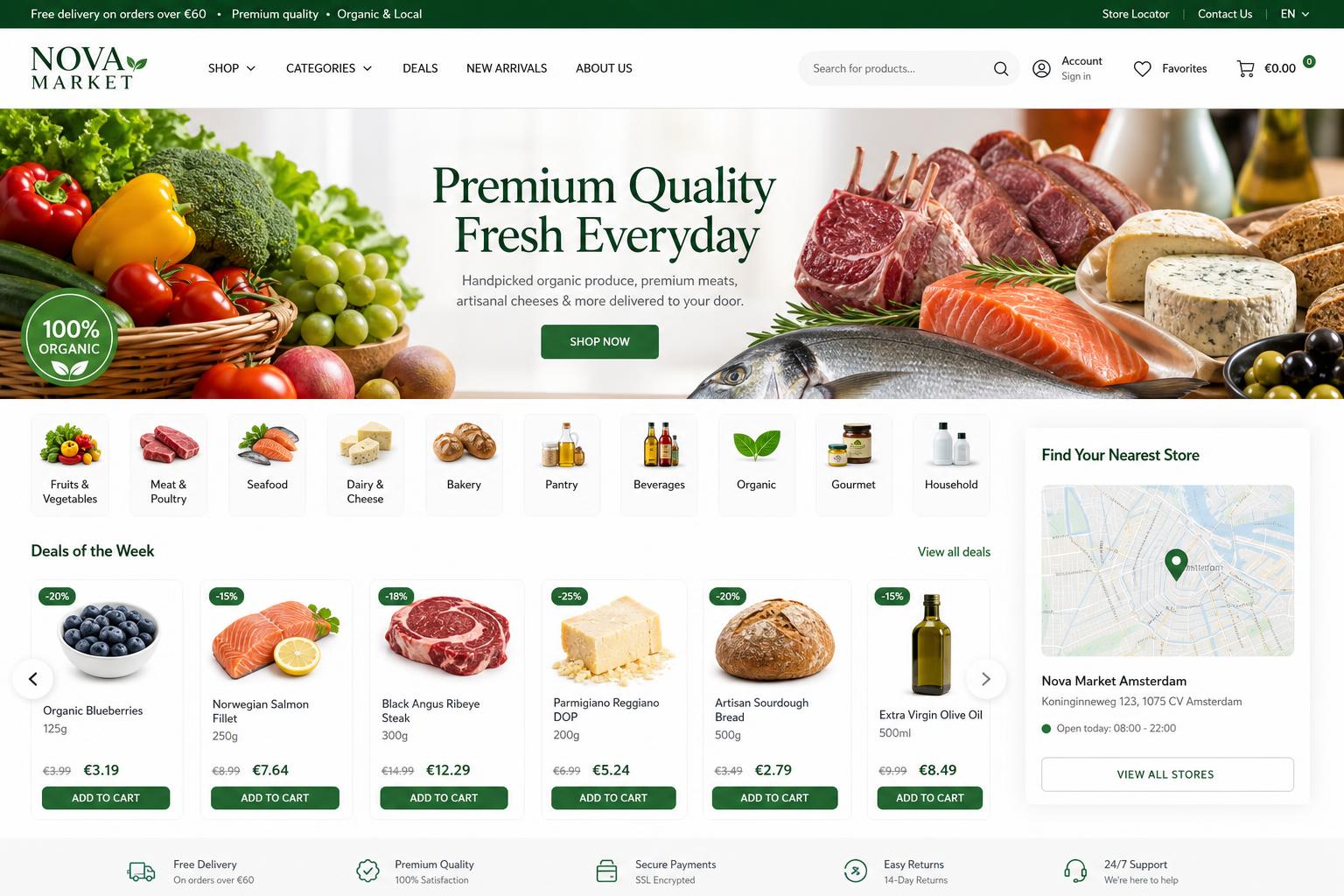 Nova Market demo website preview